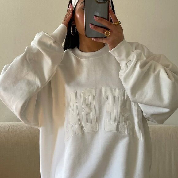 THE BAR White on White Crewneck Sweatshirt in XL - Picture 9 of 9